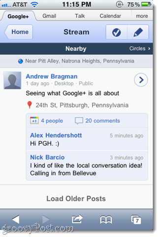 Google+ iPhone Web -sovelluksen esittely