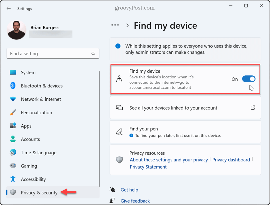 Kuinka ottaa Find My Device käyttöön Windows 11:ssä