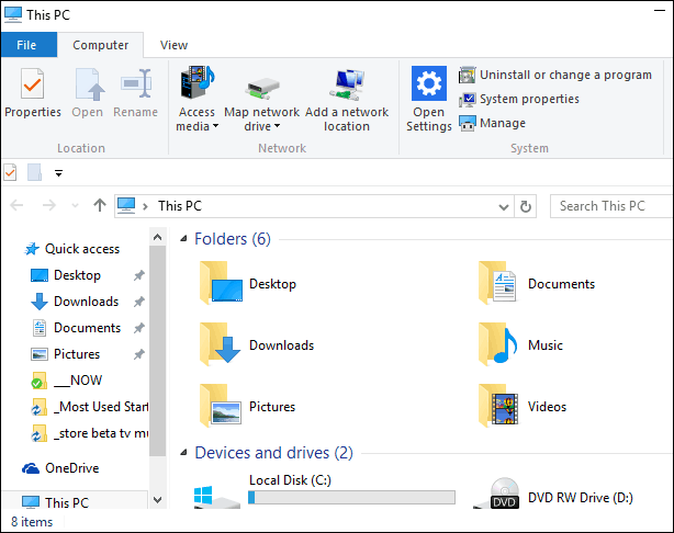 Pikakäytön poistaminen käytöstä Windows 10-File Explorerissa