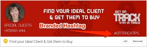 hashtag on hangout banner