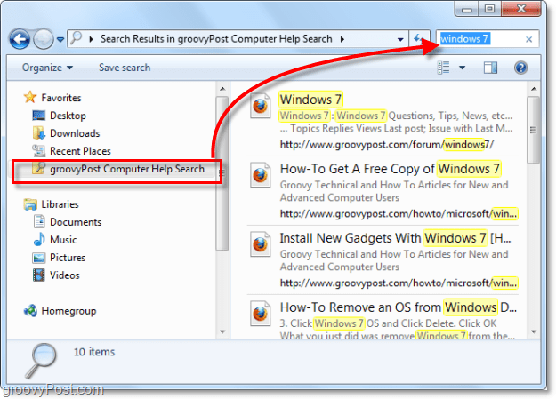 Käytä suosikkilistan hakuliittintä etsiäksesi etätietokohteita Windows 7 -käyttöjärjestelmässä, joka ei oikeastaan ​​ole osa järjestelmääsi