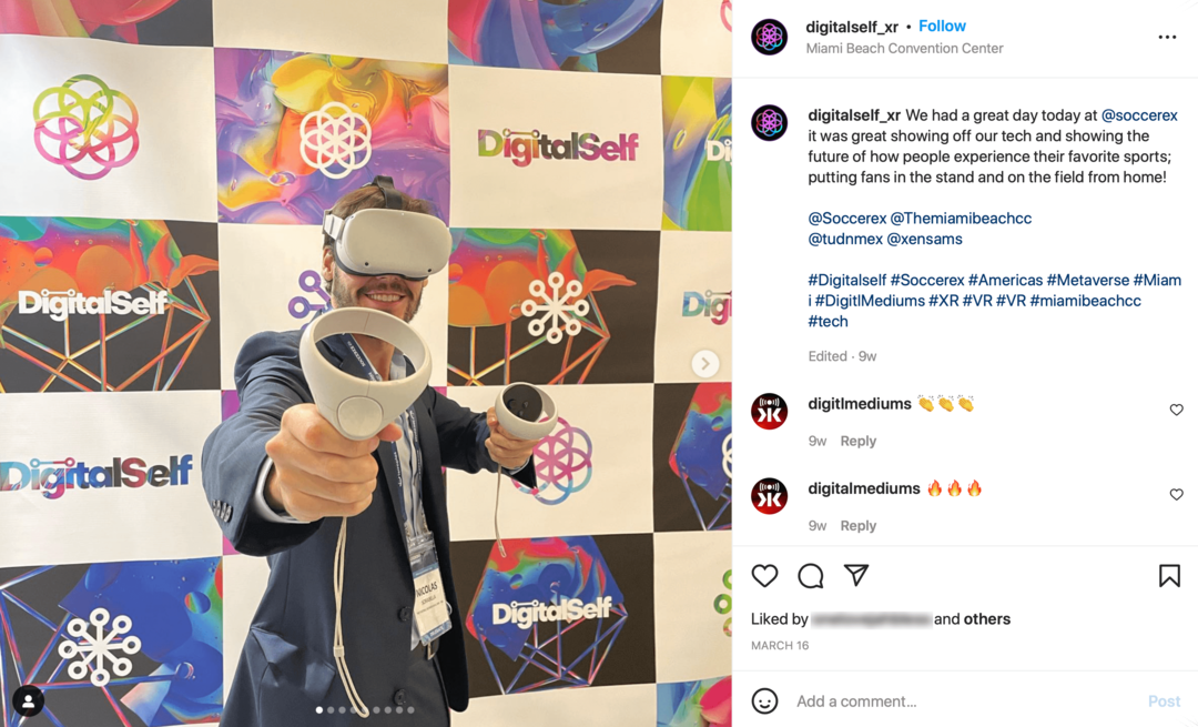 kuva DigitalSelf Instagram -julkaisusta, jossa on valokuva VR-sarjasta