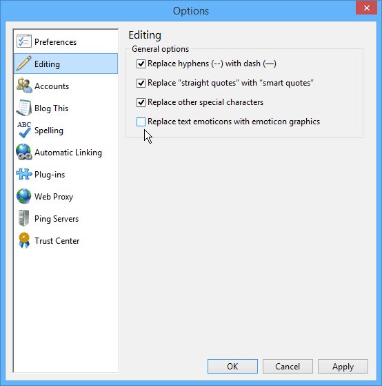 Windows Live Writer -editointi
