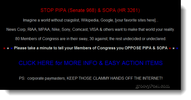 Google, Wikipedia "Going Dark" -sivustojen joukossa tänään protestoidakseen piratismin vastaisia ​​lakiehdotuksia kongressissa