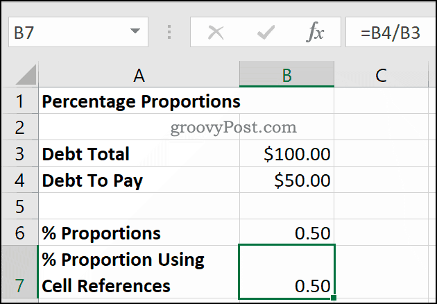 Prosenttiosuuksien laskeminen suhteina Microsoft Excel -sovelluksella