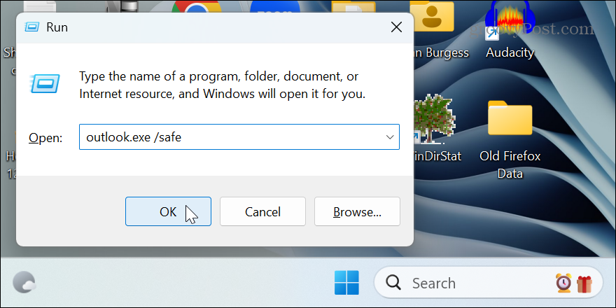 Outlook ei avaudu Windowsissa