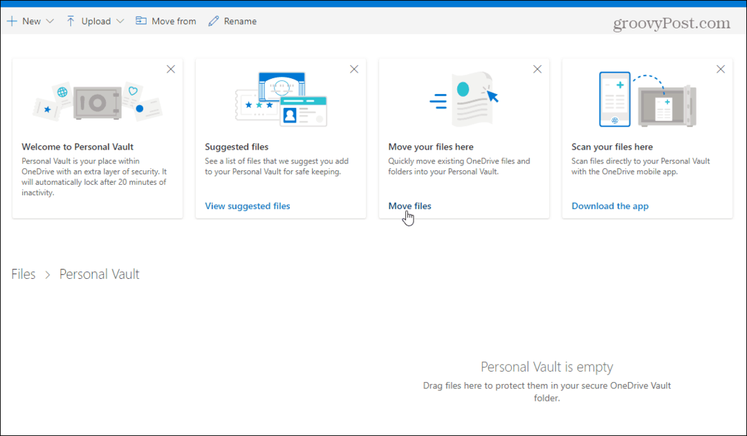 Kuinka suojata tiedostoja OneDrivessä käyttämällä 2FA: ta henkilökohtaisen holvin kanssa