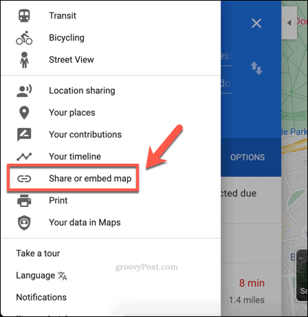 Google Maps -jakolinkin luominen