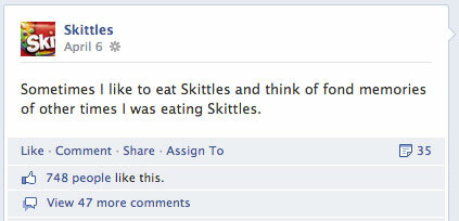 skittles facebook -päivitys