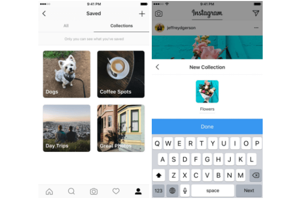 Instagram otti käyttöön yksityiset kokoelmat tallennetuille viesteille.