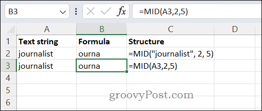 MID-funktion käyttäminen Excelissä