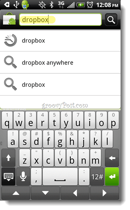 Android Dropbox -hakusovellus