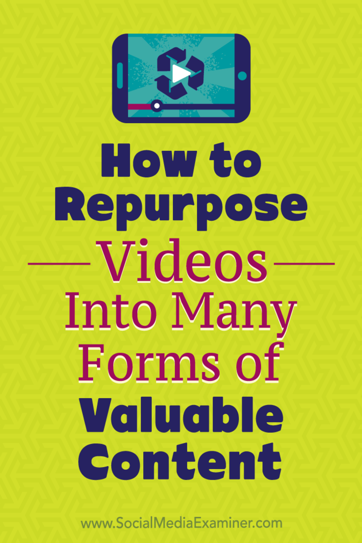 Kuinka käyttää videoita uudelleen arvokkaaseen sisältöön monissa muodoissa: Sosiaalisen median tutkija