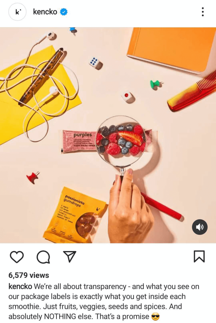 esimerkki Instagram-rullan jakamisen brändiarvoista