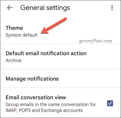 Valitse Gmailin mobiiliteema