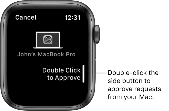 Apple Watch hyväksyy pyynnön Macissa