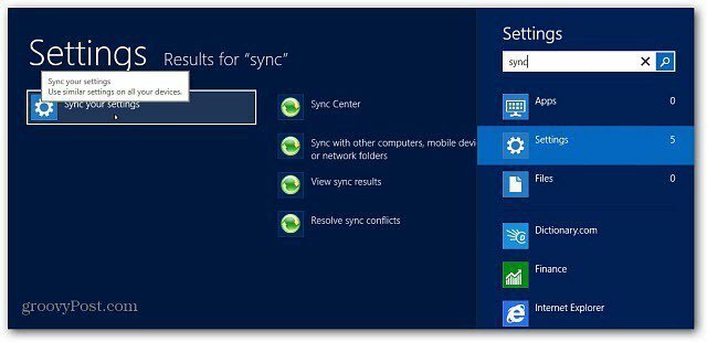 Kuinka hallita Windows 8 -synkronointitoimintoa