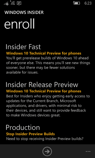 Windows 10 Mobile Insider Release -esikatselu