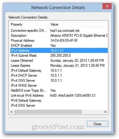 Windows 8 media access control (MAC) -osoite