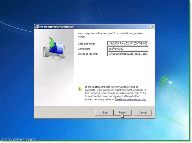 Varmista, että Windows 7 -järjestelmäkuvasi on oikea