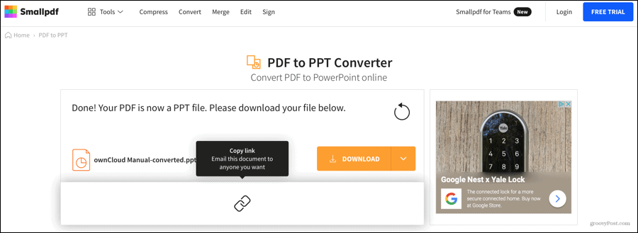 Smallpdf muunnettu PDF PowerPointiksi