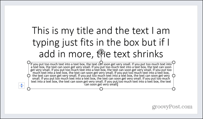 powerpoint-teksti liian pieni