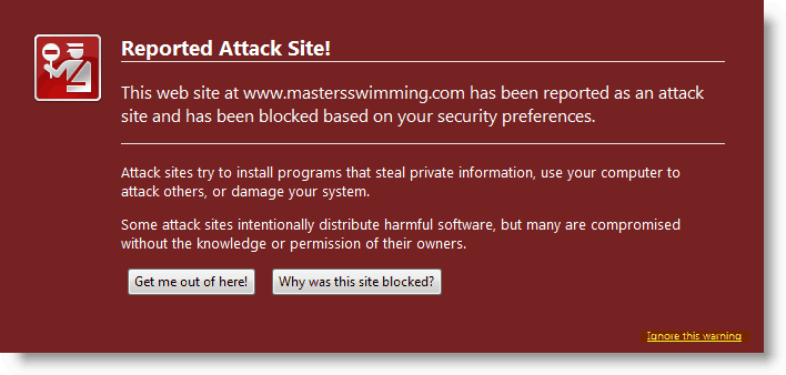 Firefox-hälytys - havaittu hyökkäyspaikka havaittu
