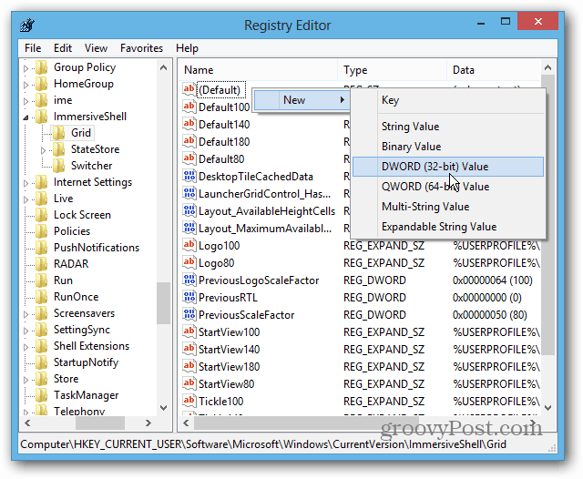 Windows 8 -rekisterieditori