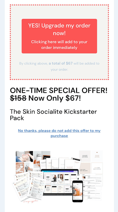 esimerkki instagram-myynnistä, jonka kickstarter-paketti on 67 dollaria
