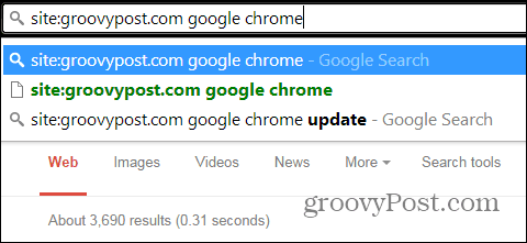 Chrome hakee vain yhdestä sivustosta