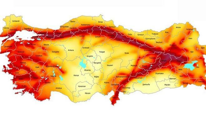 Turkin maanjäristyksen riskikartta