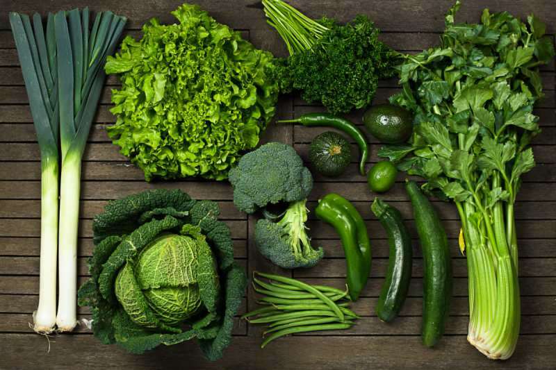 Vihreä symboloi vihanneksia ja terveyttä