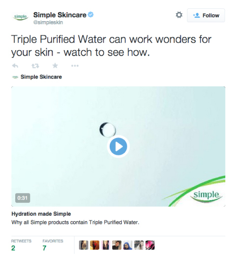 yksinkertainen ihonhoitotuotteet Twitter-videotuotepromo