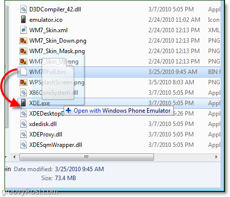 avaa WM70Full.bin-tiedosto XDE.exe-tiedostolla