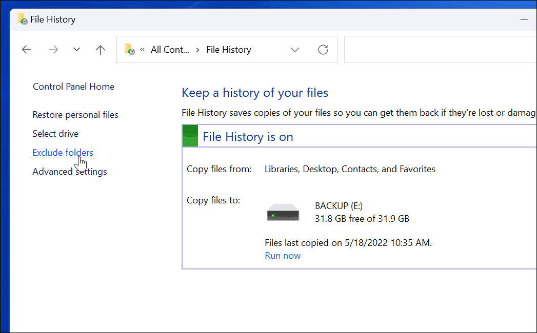Sulje pois käyttötiedostohistoria Windows 11:ssä