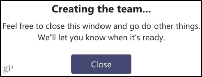 Tiimin luominen Microsoft Teams -mallilla