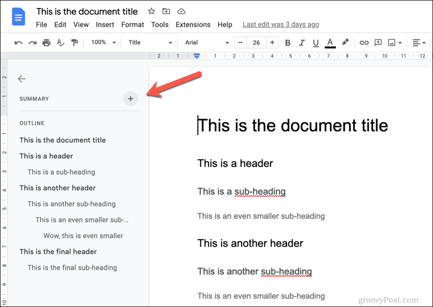 Google Docs -dokumentin luonnos