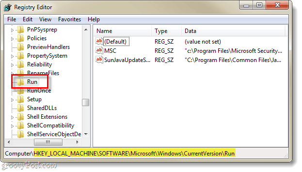 Windowsin rekisterin nykyisen version ajon käynnistys 