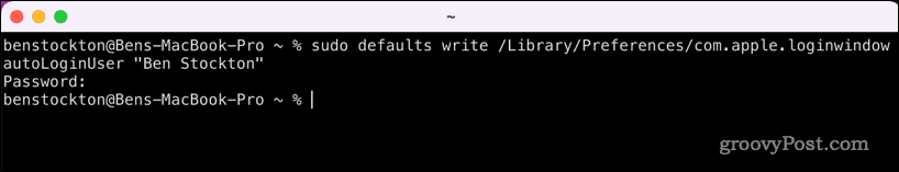 Ota automaattinen sisäänkirjautuminen käyttöön Macissa terminaalin avulla
