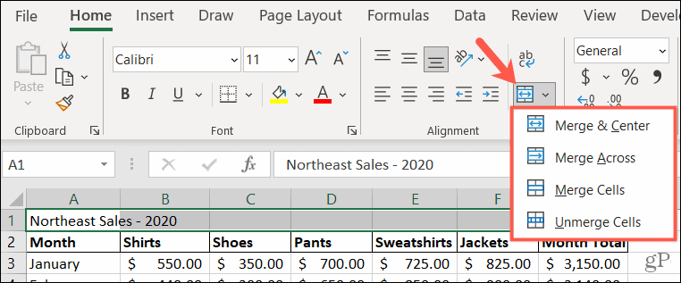 Yhdistä vaihtoehdot Excelissä