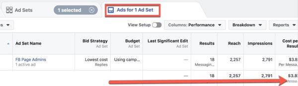 Tarkastele Facebook-mainosten tehokkuustietoja Facebook Ads Managerissa.