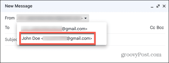 gmail valitse alias