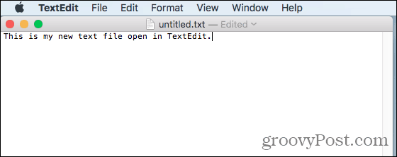 Tekstitiedosto avataan TextEdit-sovelluksessa Macissa