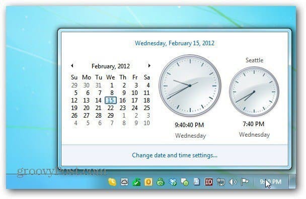 Windows-kalenterin kello