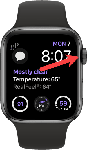 Paina Apple Watch -laitteen digitaalista kruunua