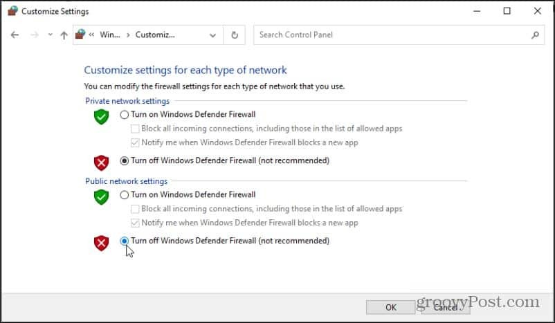 poistaa Windows Defenderin käytöstä