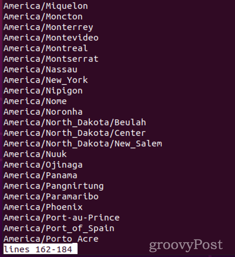 timedatectl list-timezones