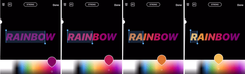 luoda sateenkaaren tekstiä Instagram-tarinoissa