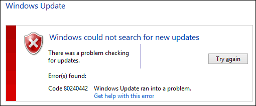 Alkuperäinen Windows Update-virhe