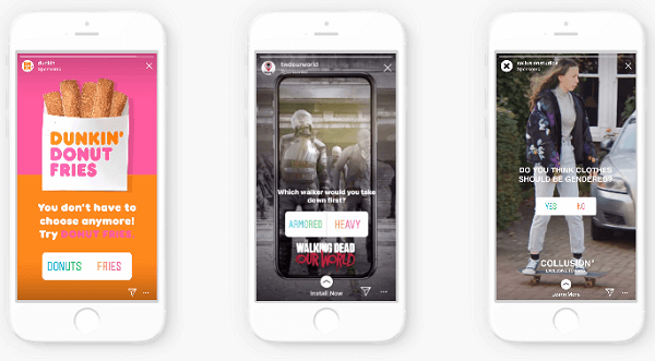 Instagram lisäsi mahdollisuuden sisällyttää sponsoroitaviin tarinoihin interaktiivisia elementtejä, alkaen kyselytarrasta.